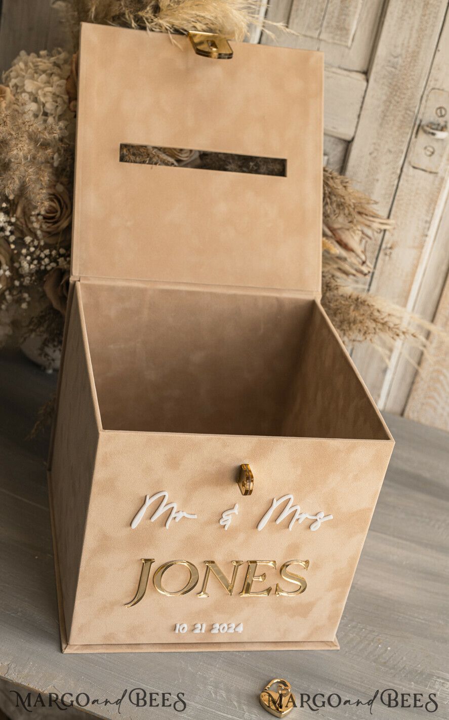  CARD BOXES velvet card boxes Beige gold Velvet Set Card Box with lock & Polaroid Guestbook & Cards gifts Sign instax instruction sign combo and pens set, fall Wedding Card Box with Lid Instant Instax Guestbook Wedding Money Box Sing Guestbook Set