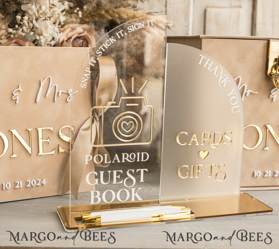  CARD BOXES velvet card boxes Beige gold Velvet Set Card Box with lock & Polaroid Guestbook & Cards gifts Sign instax instruction sign combo and pens set, fall Wedding Card Box with Lid Instant Instax Guestbook Wedding Money Box Sing Guestbook Set