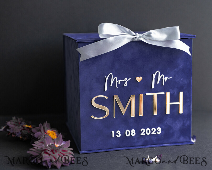  CARD BOXES velvet card boxes Gift Card Box & Cards well wishes Sign Set , Velvet Navy Blue wedding wishing well money gift card box, Personalized Wedding Card Box, Luxury Card Box, Wedding Card Box with Lid, Wedding Money Box, Wedding Card Box