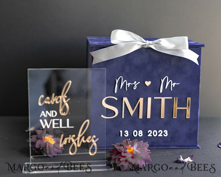  CARD BOXES velvet card boxes Gift Card Box & Cards well wishes Sign Set , Velvet Navy Blue wedding wishing well money gift card box, Personalized Wedding Card Box, Luxury Card Box, Wedding Card Box with Lid, Wedding Money Box, Wedding Card Box