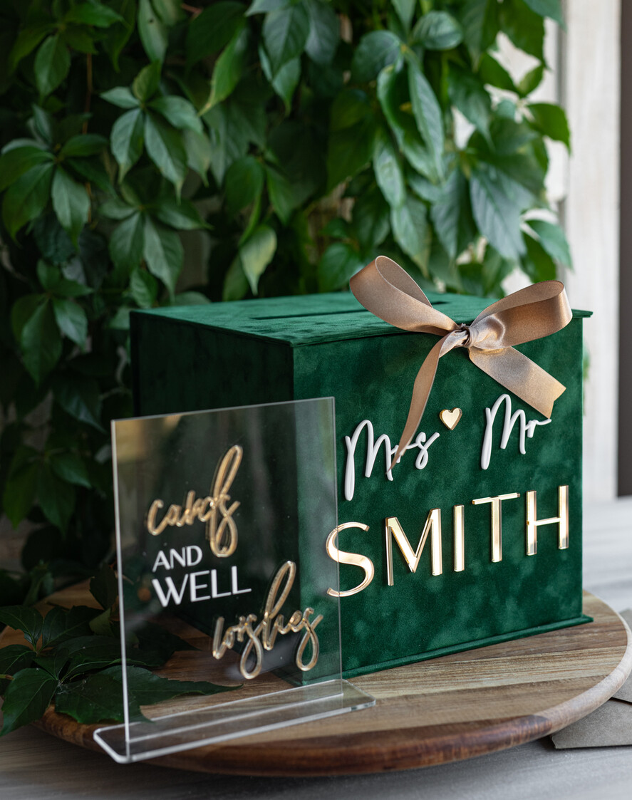  CARD BOXES velvet card boxes  Gift Card Box &  Sign Set , Velvet green wedding wishing well money gift card box, Personalized Wedding Card Box, Greenery Luxury Card Box, Wedding Card Box with Lid, Emerald Wedding Money Box, Garden Wedding Card Box