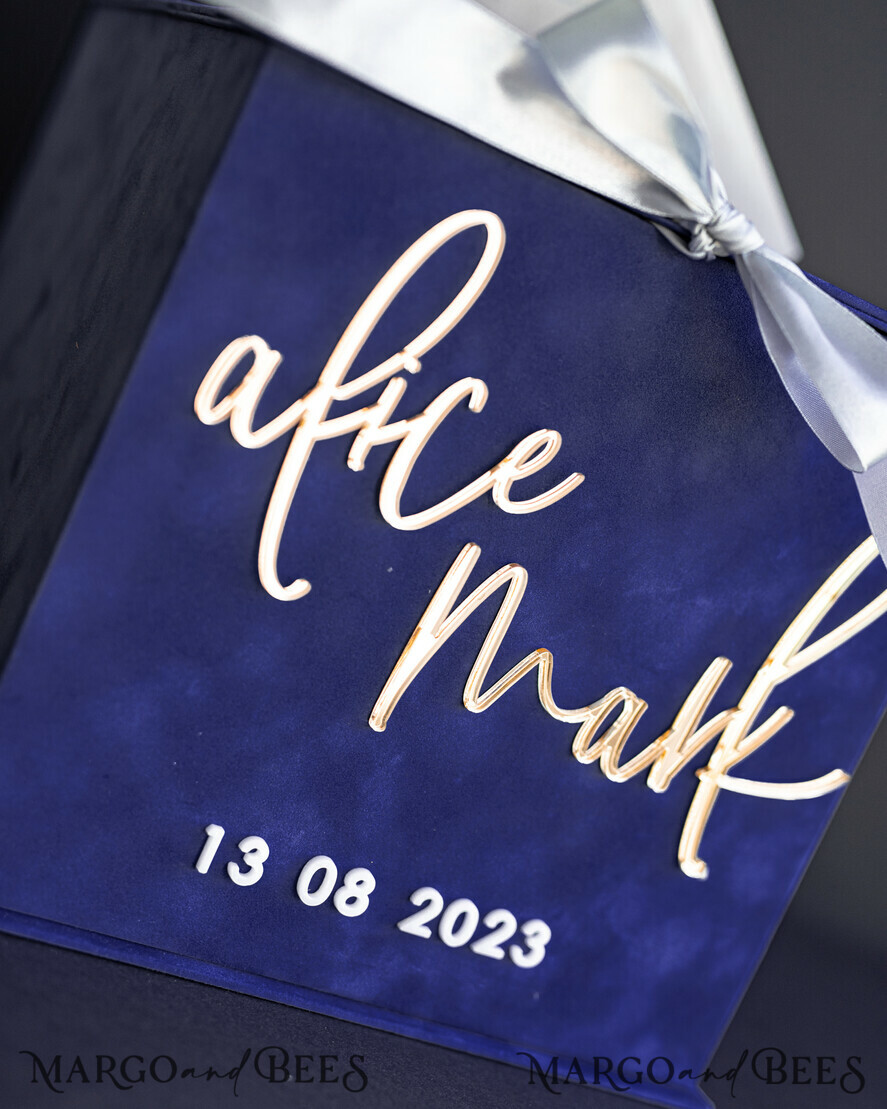  CARD BOXES velvet card boxes Gift Card Box & Cards well wishes Sign Set , Velvet Navy wedding wishing well money gift card box, Personalized Wedding Card Box, Luxury Card Box, Wedding Card Box with Lid, Wedding Money Box, Wedding Card Box