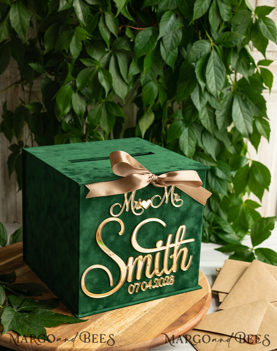  CARD BOXES velvet card boxes Garden Wedding Card Box Gift Card Box & arch Sign Set , Velvet green wedding wishing well money gift card box, Personalized Wedding Card Box, Greenery Luxury Card Box, Wedding Card Box with Lid, Emerald Wedding Money Box, Garden Wedding Card Box
