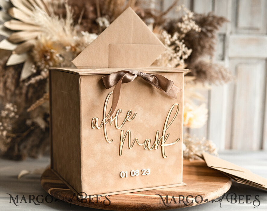  CARD BOXES velvet card boxes Gift Card Box, Velvet Beige wedding wishing well  money gift card box, Personalized Wedding Card Box, Luxury Card Box, Wedding Card Box with Lid, Wedding Money Box, Wedding Card Box