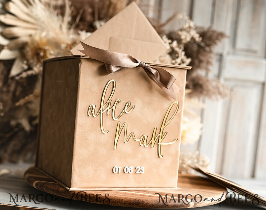  CARD BOXES velvet card boxes Gift Card Box, Velvet Beige wedding wishing well  money gift card box, Personalized Wedding Card Box, Luxury Card Box, Wedding Card Box with Lid, Wedding Money Box, Wedding Card Box