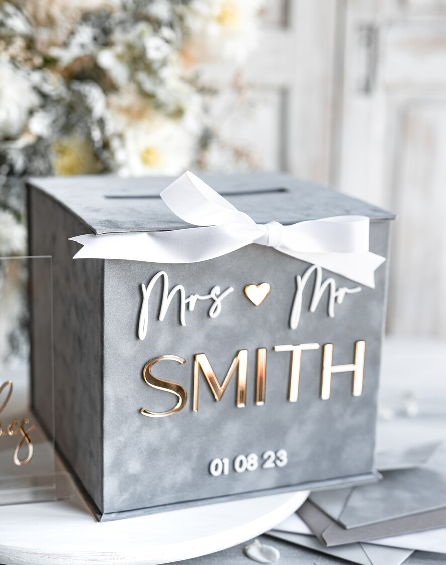  CARD BOXES velvet card boxes Gift Card Box, Velvet Grey wedding wishing well money gift card box, Personalized Wedding Card Box, Luxury Greenery Card Box, Wedding Grey and Gold Card Box with Lid, Wedding Money Box, Grey Green Wedding Card Box