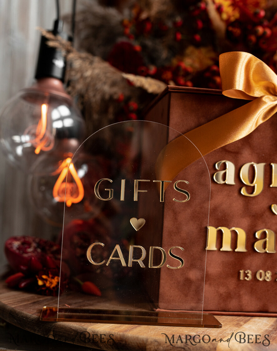 CARD BOXES velvet card boxes Terracotta Fall Card Box and Arch Acrylic Cards & Gifts Clear Sign, Velvet Rust Wedding Card Box with Lid, Burnt Orange Wedding Money Box,  Copper Wedding Card Box cards and gift Arch acrylic sign set