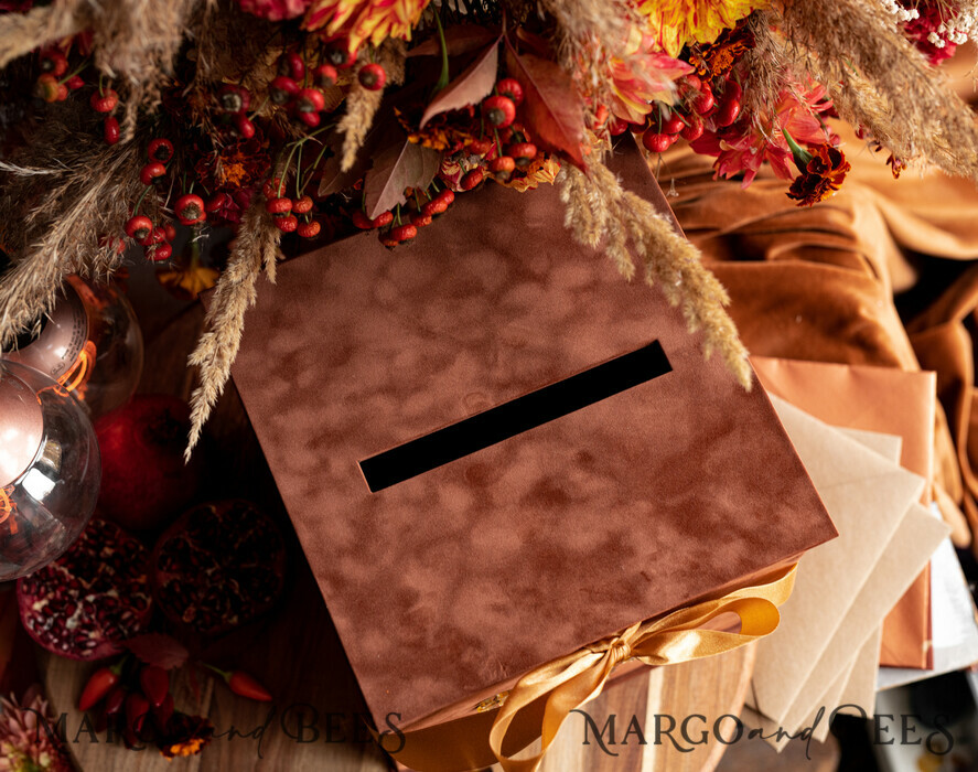  CARD BOXES velvet card boxes Terracotta Fall Card Box and Arch Acrylic Cards & Gifts Clear Sign, Velvet Rust Wedding Card Box with Lid, Burnt Orange Wedding Money Box,  Copper Wedding Card Box cards and gift Arch acrylic sign set