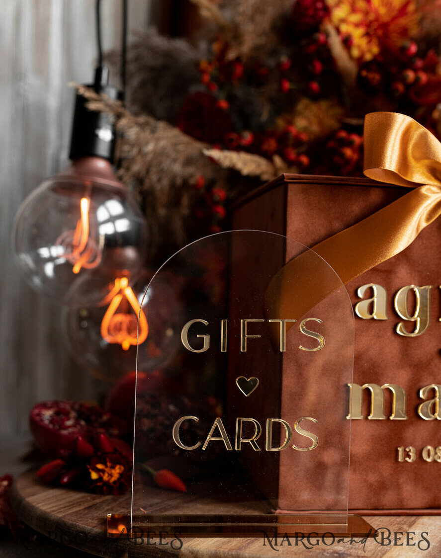  CARD BOXES velvet card boxes Terracotta Fall Card Box and Arch Acrylic Cards & Gifts Clear Sign, Velvet Rust Wedding Card Box with Lid, Burnt Orange Wedding Money Box,  Copper Wedding Card Box cards and gift Arch acrylic sign set