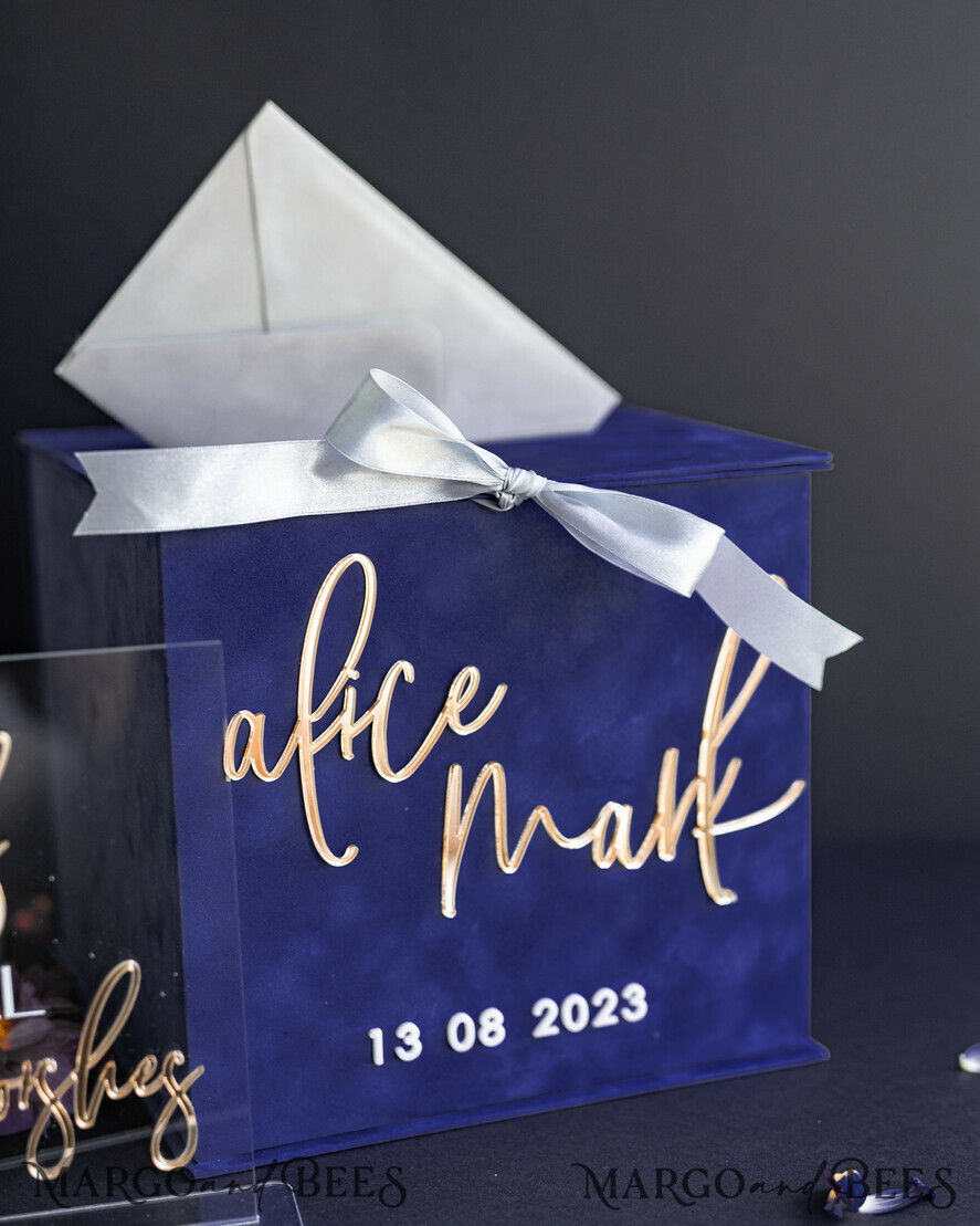  CARD BOXES velvet card boxes Gift Card Box & Cards, Velvet Navy Blue wedding wishing well money gift card box, Personalized Wedding Card Box, Luxury Card Box, Wedding Card Box with Lid, Wedding Money Box, Wedding Card Box