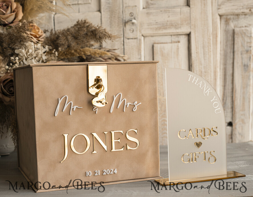  CARD BOXES velvet card boxes Beige Card Box and Arch Acrylic Cards & Gifts Clear Sign, Velvet Rust Wedding Card Box with Lid, Burnt Orange Wedding Money Box,  Copper Wedding Card Box cards and gift Arch acrylic sign set