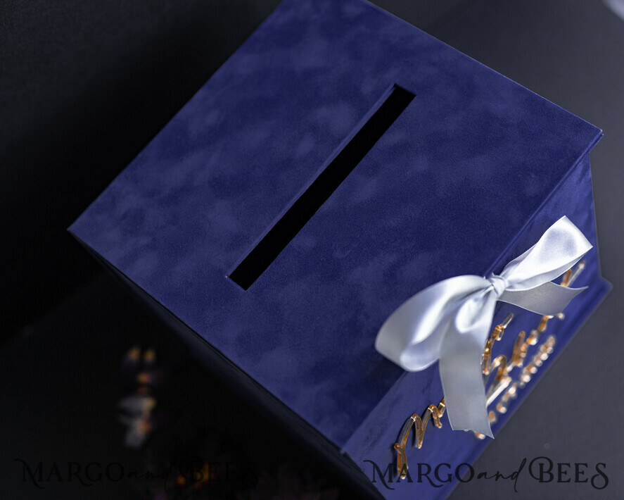  CARD BOXES velvet card boxes Gift Card Box & arch Sign Set , Velvet Navy wedding wishing well money gift card box, Personalized Wedding Card Box, Luxury Card Box, Wedding Card Box with Lid, Wedding Money Box, Wedding Card Box