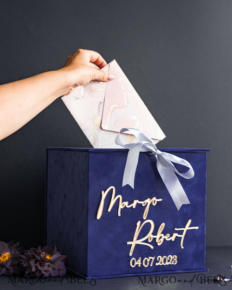  CARD BOXES velvet card boxes Gift Card Box & Cards, Velvet Navy Blue wedding wishing well money gift card box, Personalized Wedding Card Box, Luxury Card Box, Wedding Card Box with Lid, Wedding Money Box, Wedding Card Box