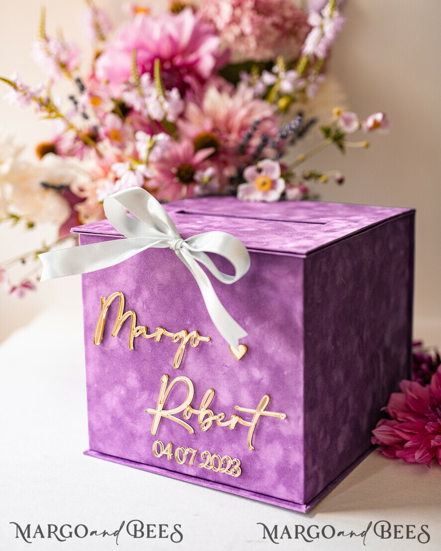  CARD BOXES velvet card boxes Gift Card Box & arch Sign Set , Velvet Purple wedding wishing well money gift card box, Personalized Wedding Card Box, Luxury Card Box, Wedding Card Box with Lid, Wedding Money Box, Wedding Card Box