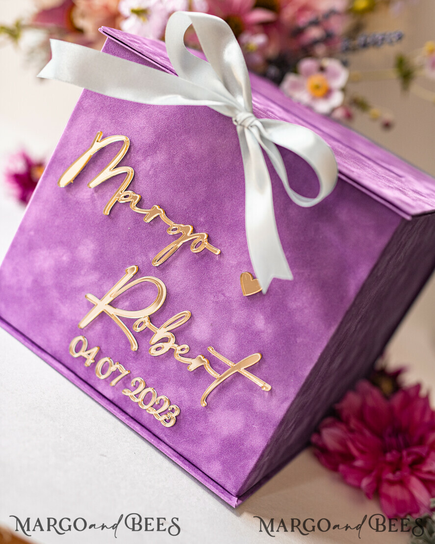  CARD BOXES velvet card boxes Gift Card Box & arch Sign Set , Velvet Purple wedding wishing well money gift card box, Personalized Wedding Card Box, Luxury Card Box, Wedding Card Box with Lid, Wedding Money Box, Wedding Card Box