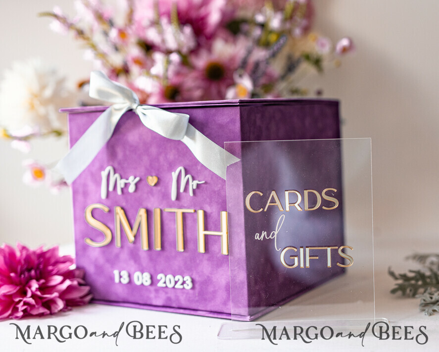  CARD BOXES velvet card boxes Gift Card Box & Cards cards & Gifts Sign Set , Velvet Purple wedding wishing well money gift card box, Personalized Wedding Card Box, Luxury Card Box, Wedding Card Box with Lid, Wedding Money Box, Wedding Card Box