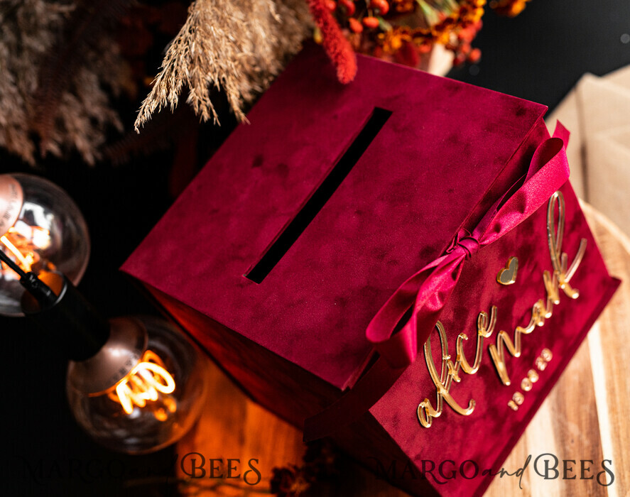  CARD BOXES velvet card boxes burgundy Card Box, Maroon Wedding Card Box with Lid, Marsala Wedding Money Box, Wedding Card Box with slot  cards & gift Arch acrylic sign set