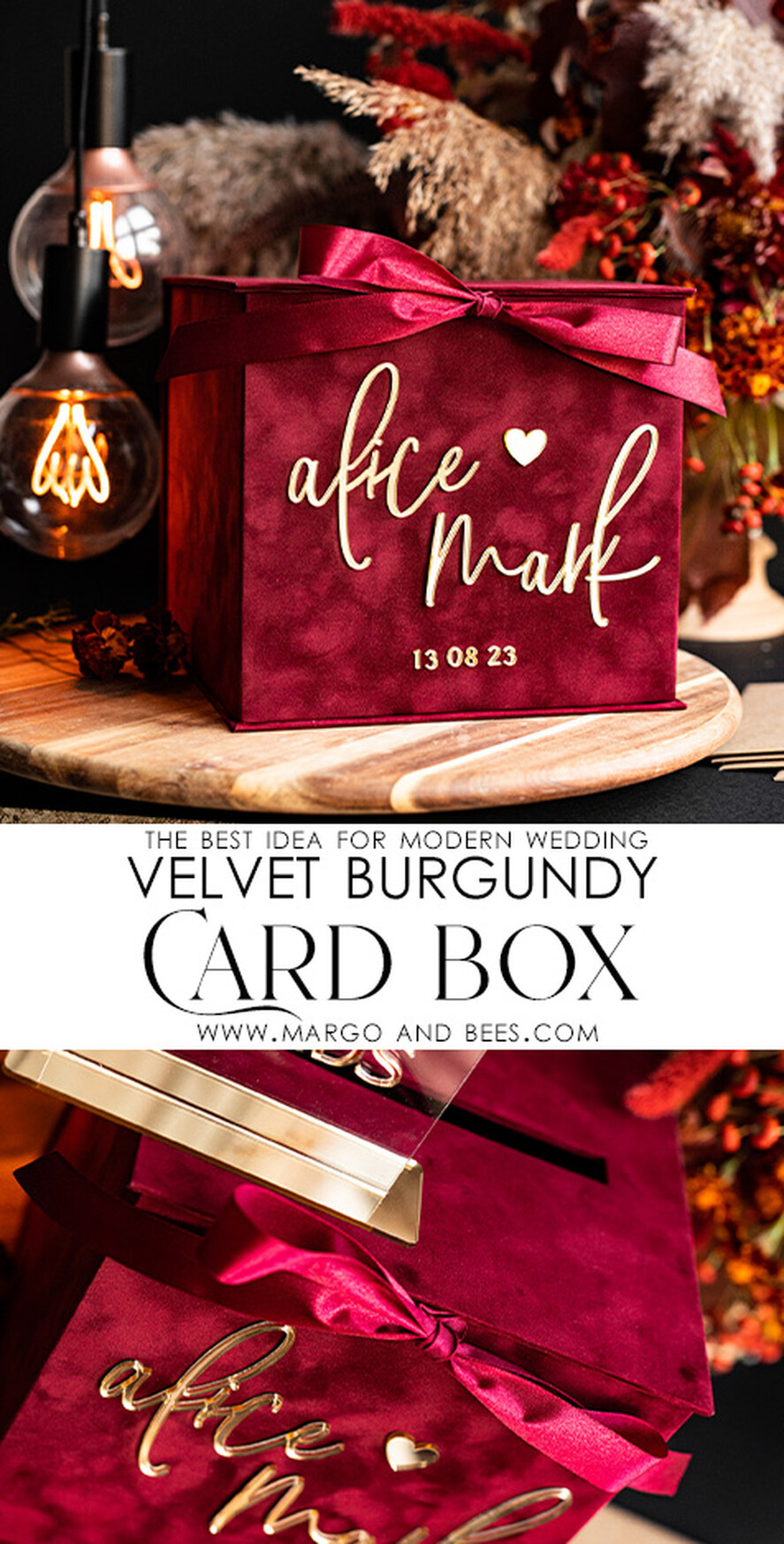  CARD BOXES velvet card boxes burgundy Card Box, Maroon Wedding Card Box with Lid, Marsala Wedding Money Box, Wedding Card Box with slot  cards & gift Arch acrylic sign set