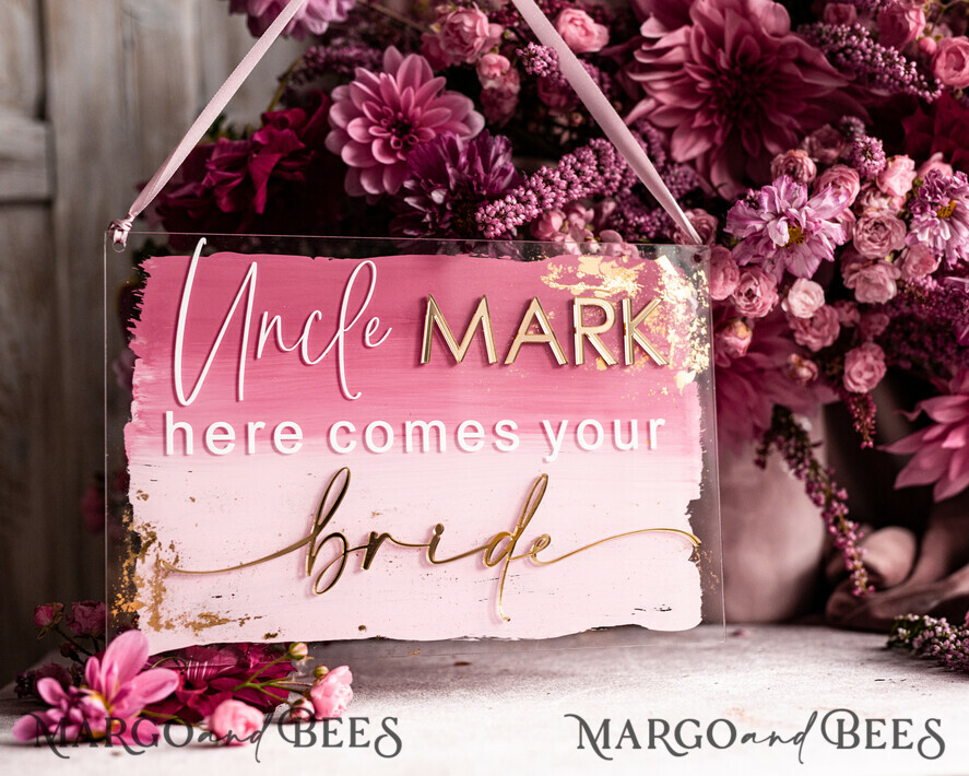 FLOWER GIRL / Page Boy SIGNS acrylic flower girl / page boy signs Personalised acrylic wedding sign, mauve transparent acrylic Page boy sign, dusty rose transparent acrylic flower girl sign, plum page boy wedding day sign, boho glam plum transparent acrylic wedding decor for flower girl, daddy its time to give mummy our last name, arch clear transparent acrylic here comes the bride
