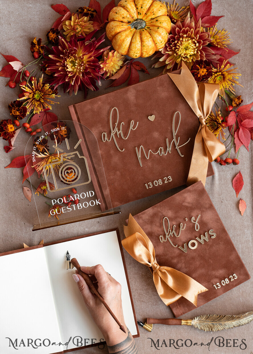 PHOTO ALBUM/ PHOTO BOX  Memory Bundle PhotoBox Gustbooks Vows terracotta Velvet Bundle Wedding Keepsake Set- Guestbook & sign, His Hers Wedding Vows, Photobox for pictures