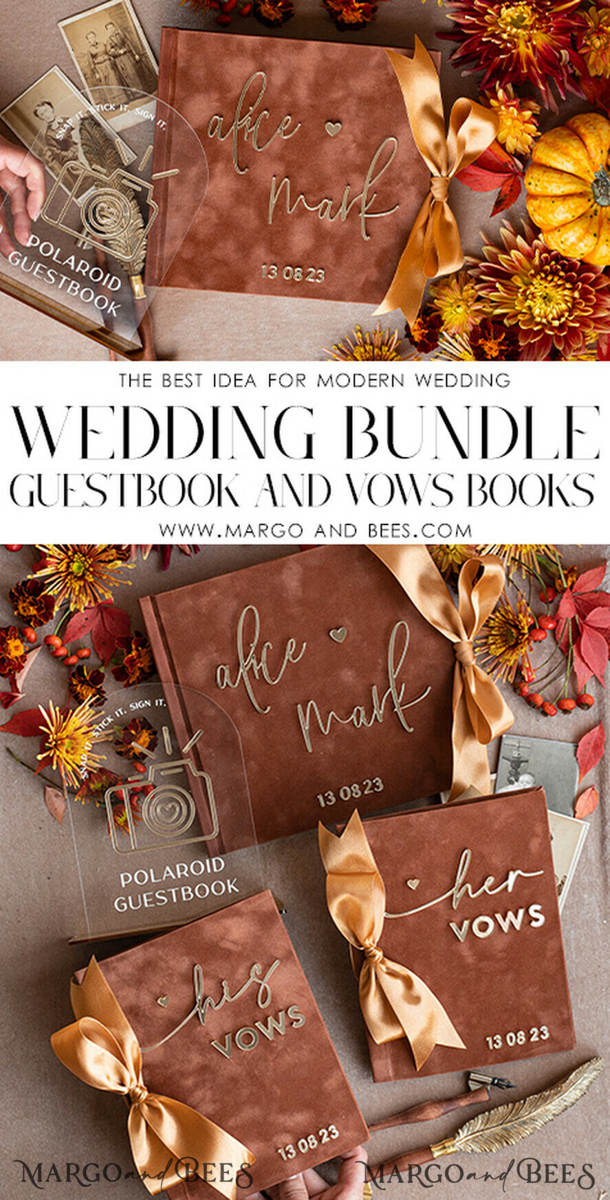 HOCHZEITS-GÄSTEBÜCHER Bundle Gustbooks & Vows Set Bundle Personalisierte Hochzeitsgäste-Buch & Individuell gestaltete Hochzeitsgelübde Set aus zwei - Bundle Gästebuch und Gelübde-Bücher
