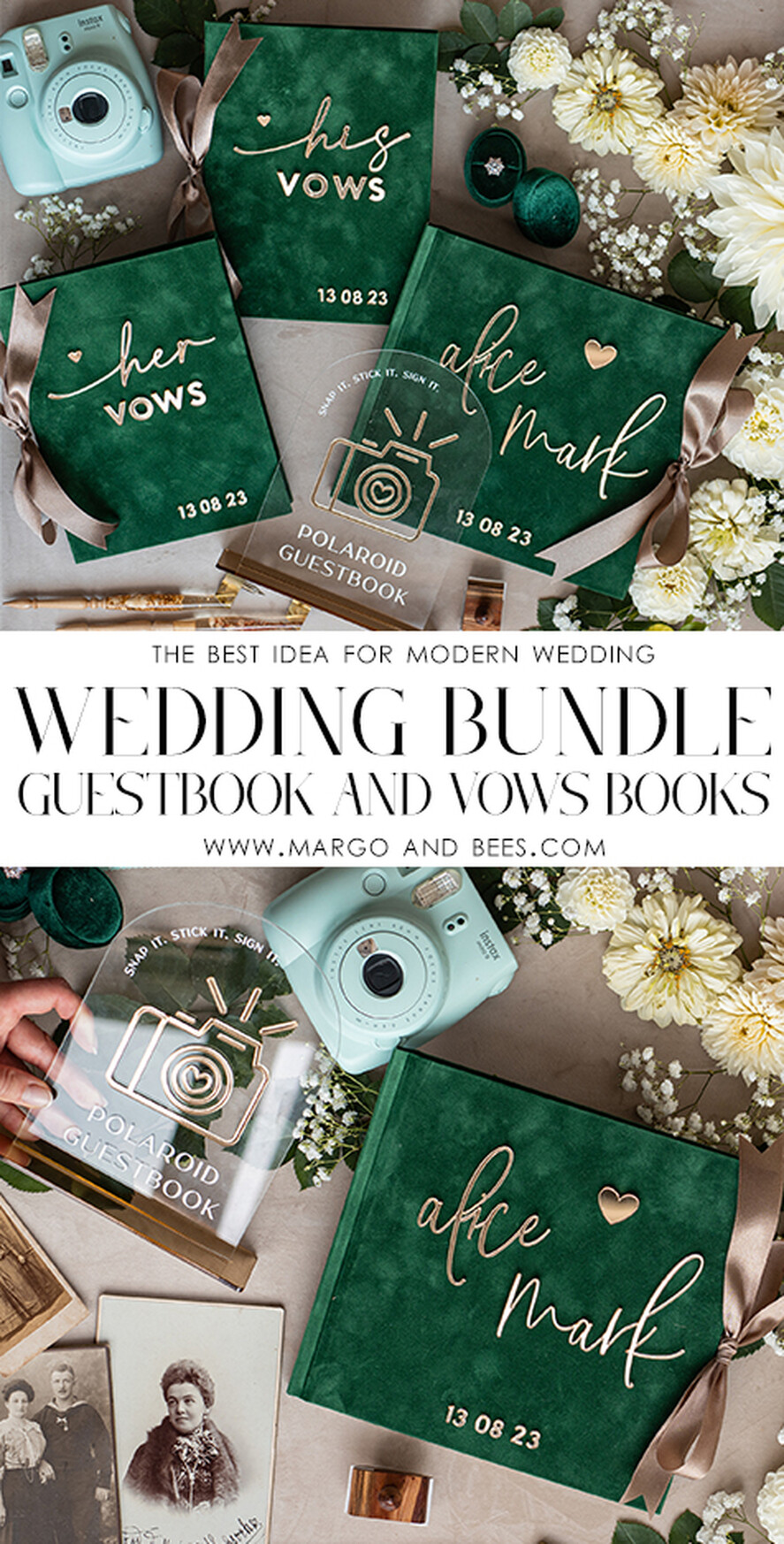 HOCHZEITS-GÄSTEBÜCHER Bundle Gustbooks & Vows Set Bundle personalisiertes Hochzeitsgästebuch & maßgeschneiderte Hochzeitsgelübde Set aus zwei - Bundle Gästebuch und Gelübde-Bücher
