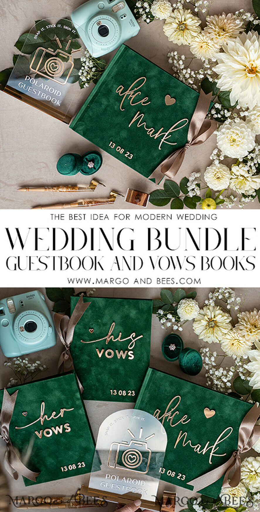 HOCHZEITS-GÄSTEBÜCHER Bundle Gustbooks & Vows Set Bundle personalisiertes Hochzeitsgästebuch & maßgeschneiderte Hochzeitsgelübde Set aus zwei - Bundle Gästebuch und Gelübde-Bücher
