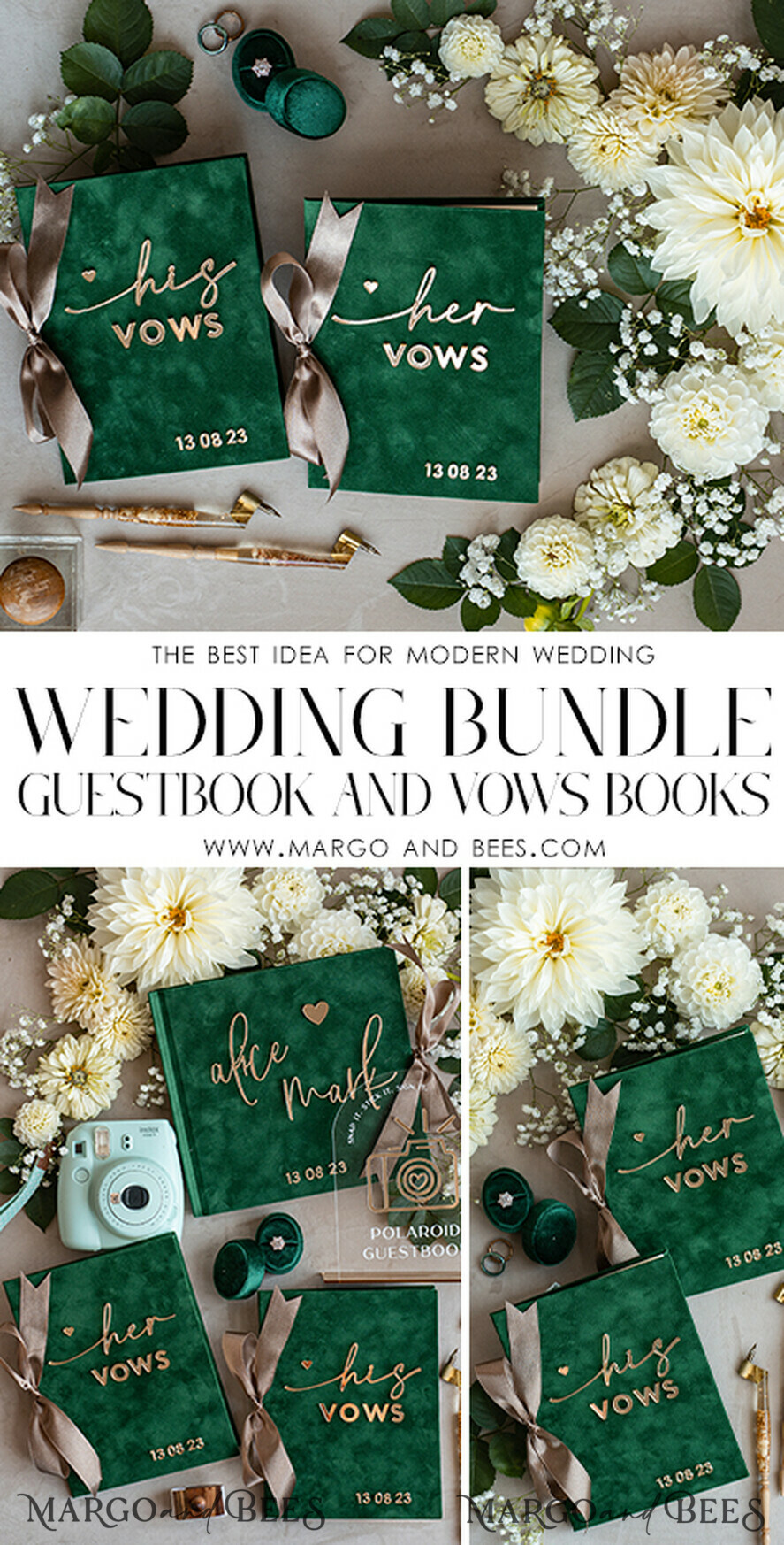 HOCHZEITS-GÄSTEBÜCHER Bundle Gustbooks & Vows Set Bundle personalisiertes Hochzeitsgästebuch & maßgeschneiderte Hochzeitsgelübde Set aus zwei - Bundle Gästebuch und Gelübde-Bücher