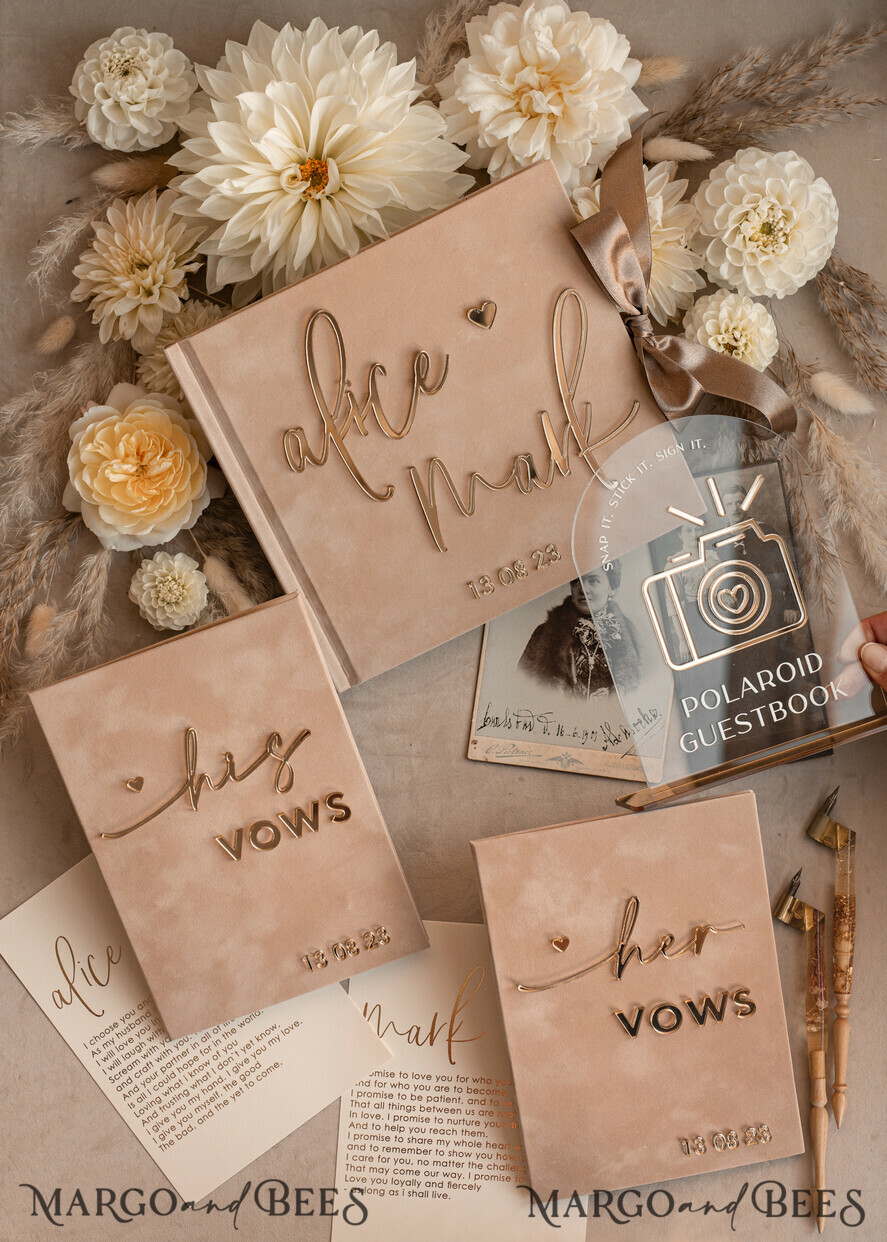WEDDING GUEST BOOKS Bundle Gustbooks & Vows set Personalised Wedding Guest Book & Custom Made Wedding Vows set of two - Bundle guestbook and vows books 