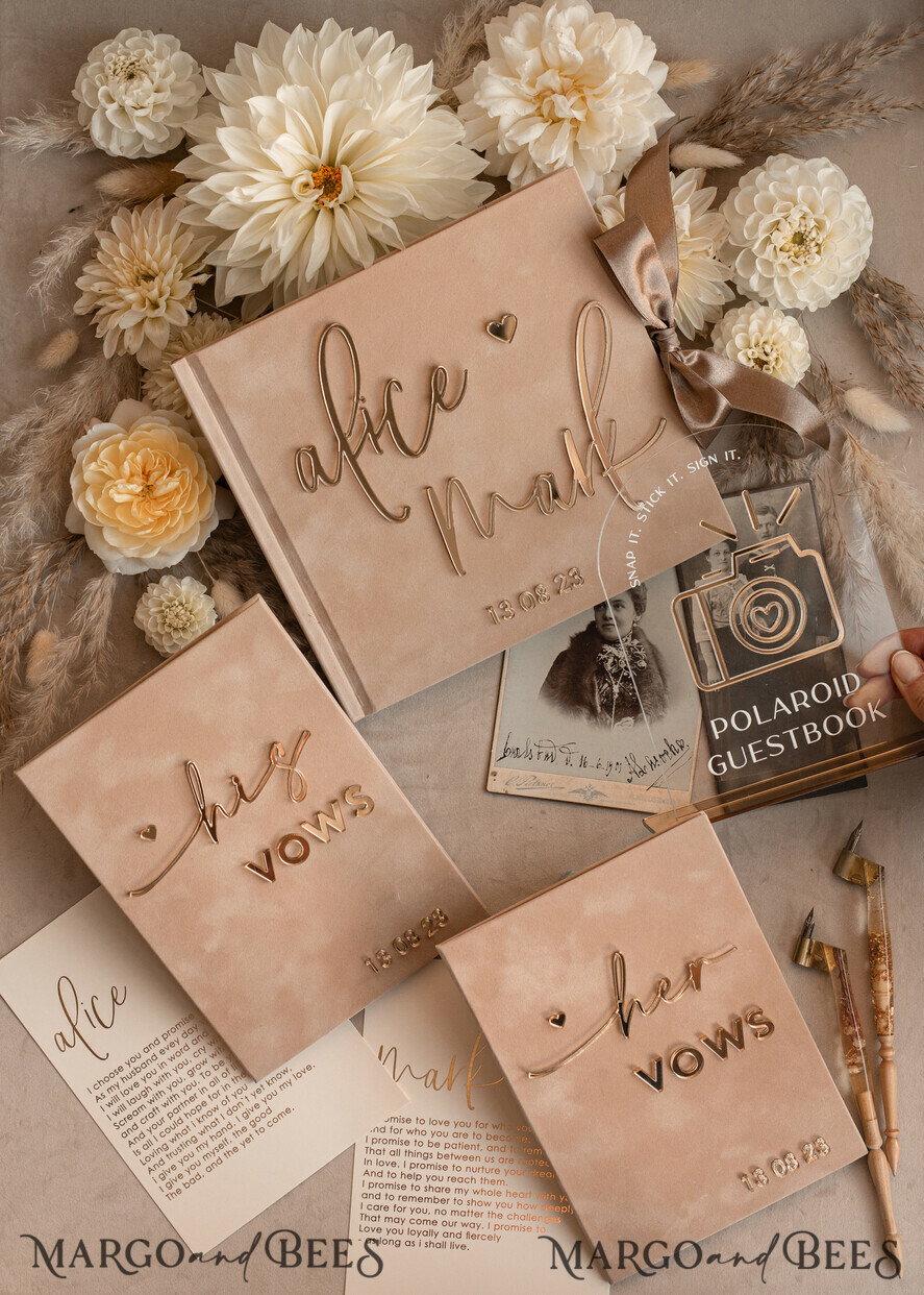 WEDDING GUEST BOOKS Bundle Gustbooks & Vows set Personalised Wedding Guest Book & Custom Made Wedding Vows set of two - Bundle guestbook and vows books 