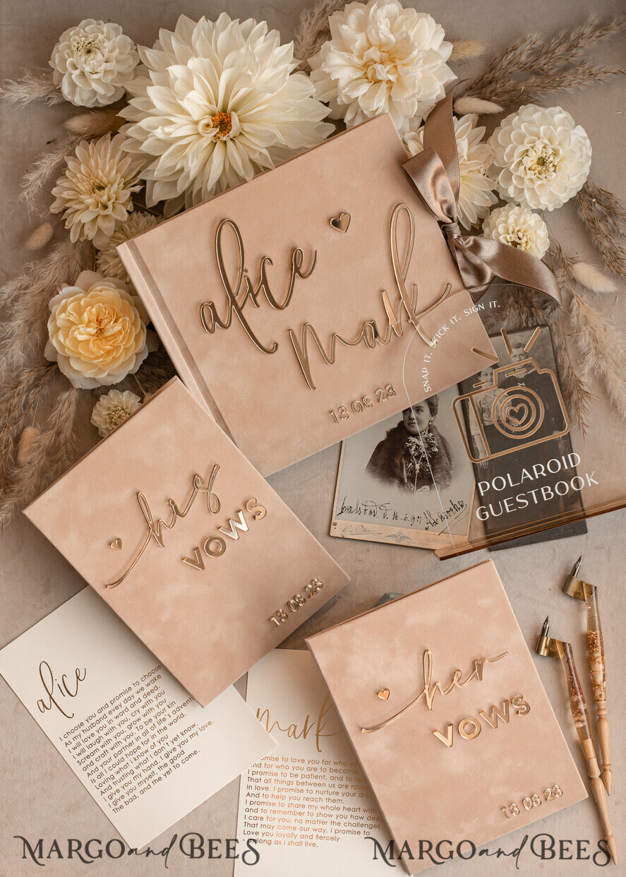 WEDDING GUEST BOOKS Bundle Gustbooks & Vows set Personalised Wedding Guest Book & Custom Made Wedding Vows set of two - Bundle guestbook and vows books 