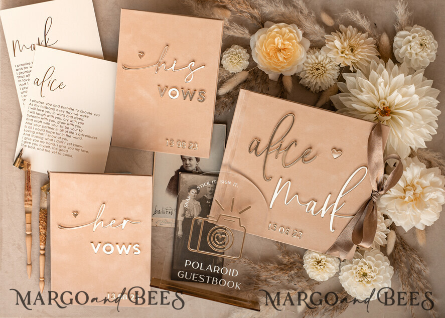 WEDDING GUEST BOOKS Bundle Gustbooks & Vows set Personalised Wedding Guest Book & Custom Made Wedding Vows set of two - Bundle guestbook and vows books 