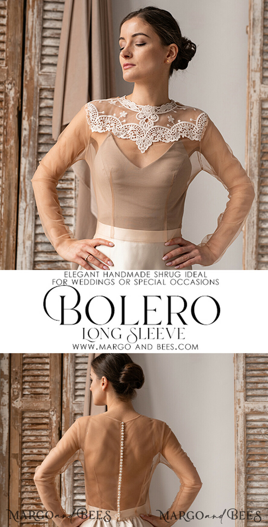 BRIDE bolero, robes, garter LACE WEDDING BOLERO Ivory Lace Wedding bolero long sleeve, Boho Shrug Women Wedding, Bridal Backless Coverup, Ivory Blouse for Bride, Bridal Lace Blouse, dress capalet