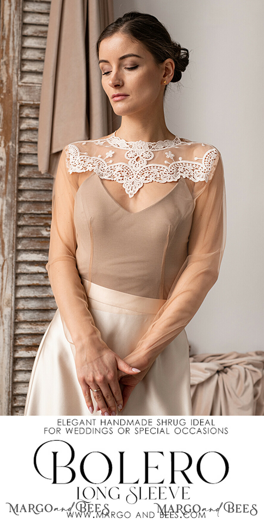 BRIDE bolero, robes, garter LACE WEDDING BOLERO Ivory Lace Wedding bolero long sleeve, Boho Shrug Women Wedding, Bridal Backless Coverup, Ivory Blouse for Bride, Bridal Lace Blouse, dress capalet