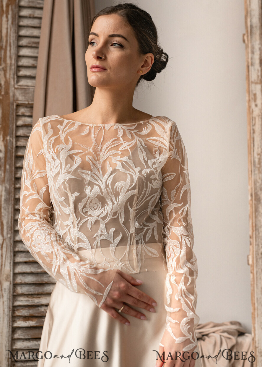 BRIDE bolero, robes, garter LACE WEDDING BOLERO Ivory Lace Wedding bolero puff sleeve, Shrug Women Wedding, Bridal Backless Coverup, Ivory Blouse for Bride, Bridal Lace Blouse, dress capalet