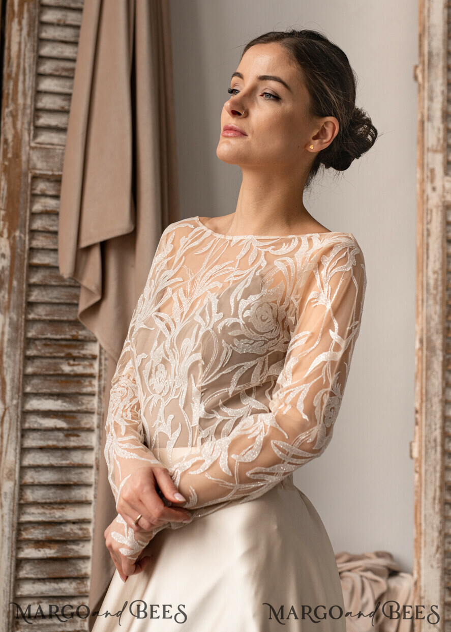 BRIDE bolero, robes, garter LACE WEDDING BOLERO Ivory Lace Wedding bolero puff sleeve, Shrug Women Wedding, Bridal Backless Coverup, Ivory Blouse for Bride, Bridal Lace Blouse, dress capalet
