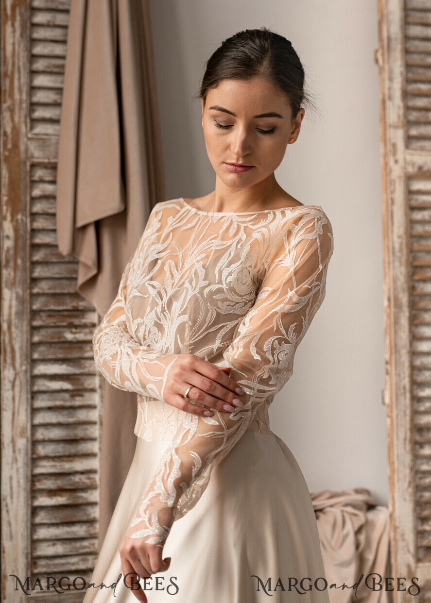 BRIDE bolero, robes, garter LACE WEDDING BOLERO Ivory Lace Wedding bolero puff sleeve, Shrug Women Wedding, Bridal Backless Coverup, Ivory Blouse for Bride, Bridal Lace Blouse, dress capalet