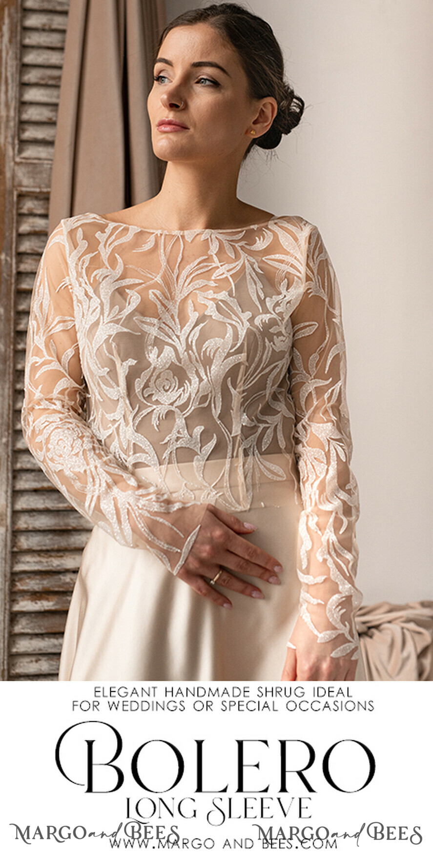 BRIDE bolero, robes, garter LACE WEDDING BOLERO Ivory Lace Wedding bolero puff sleeve, Shrug Women Wedding, Bridal Backless Coverup, Ivory Blouse for Bride, Bridal Lace Blouse, dress capalet