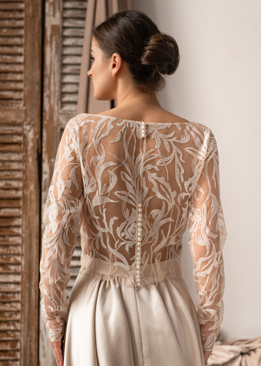 BRIDE bolero, robes, garter LACE WEDDING BOLERO Ivory Lace Wedding bolero puff sleeve, Shrug Women Wedding, Bridal Backless Coverup, Ivory Blouse for Bride, Bridal Lace Blouse, dress capalet