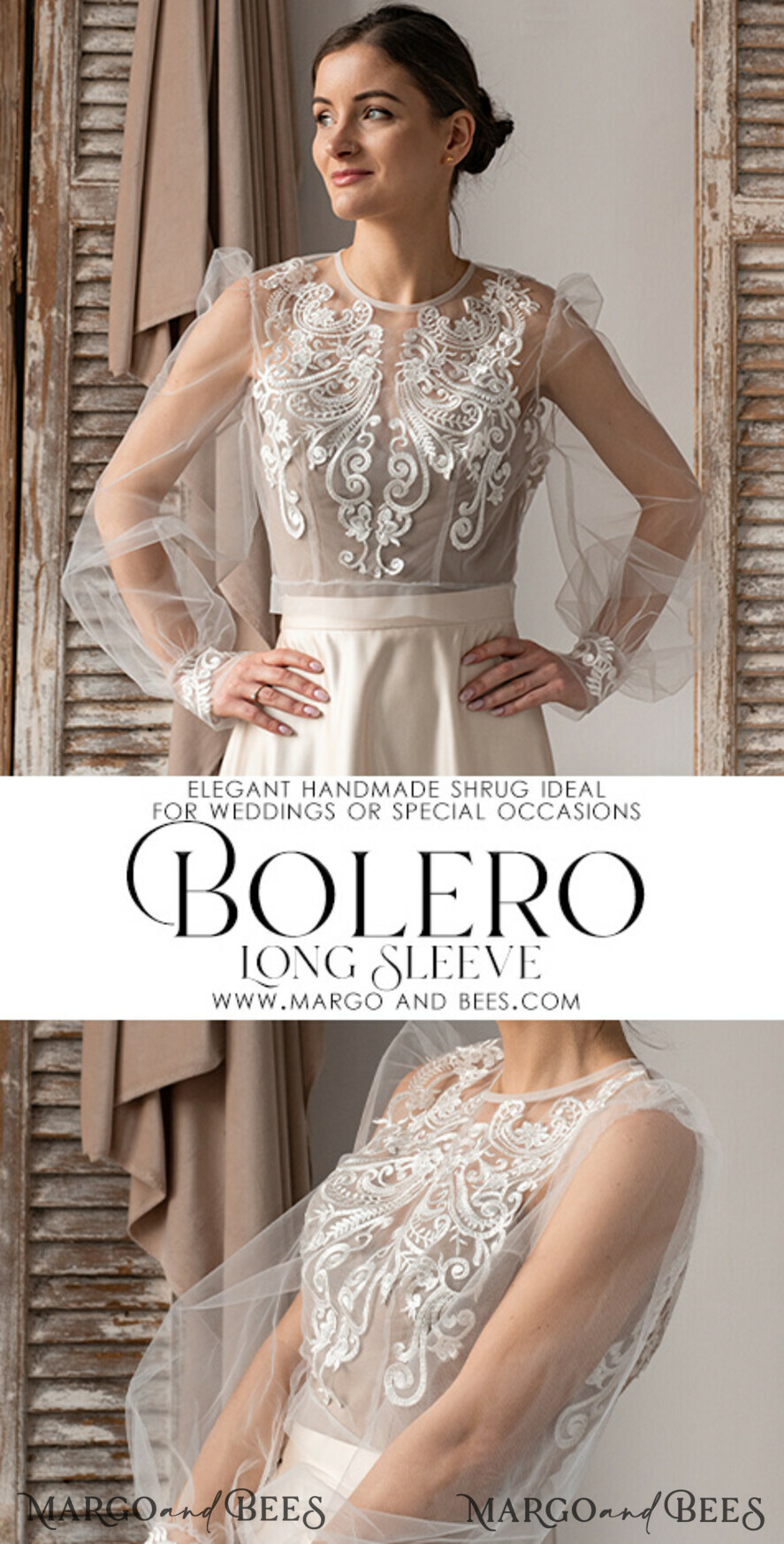 Long sleeve tulle sales shrug
