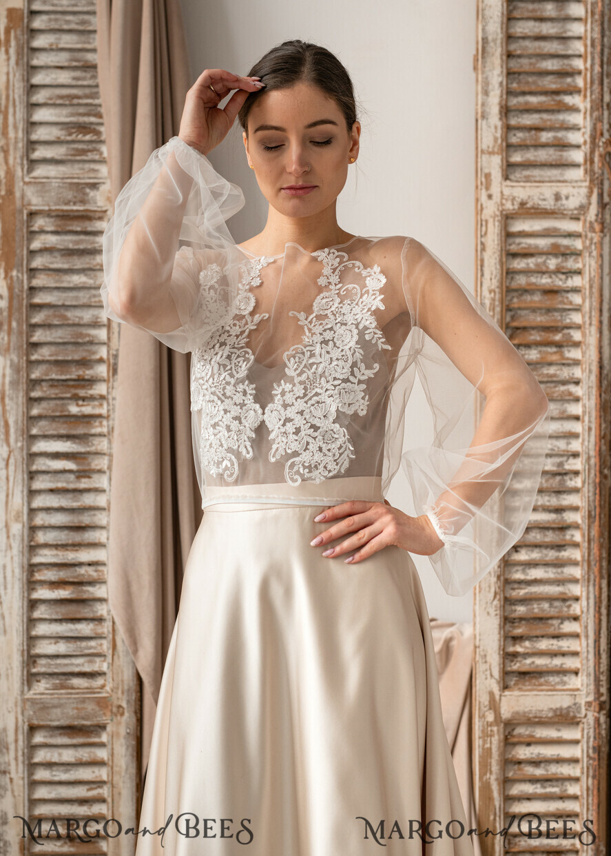 BRIDE bolero, robes, garter LACE WEDDING BOLERO Ivory Lace Wedding bolero long sleeve, Shrug Women Wedding, Bridal Backless Coverup, Ivory Blouse for Bride, Bridal Lace Blouse, dress capalet