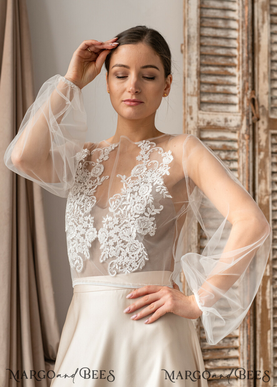 BRIDE bolero, robes, garter LACE WEDDING BOLERO Ivory Lace Wedding bolero long sleeve, Shrug Women Wedding, Bridal Backless Coverup, Ivory Blouse for Bride, Bridal Lace Blouse, dress capalet