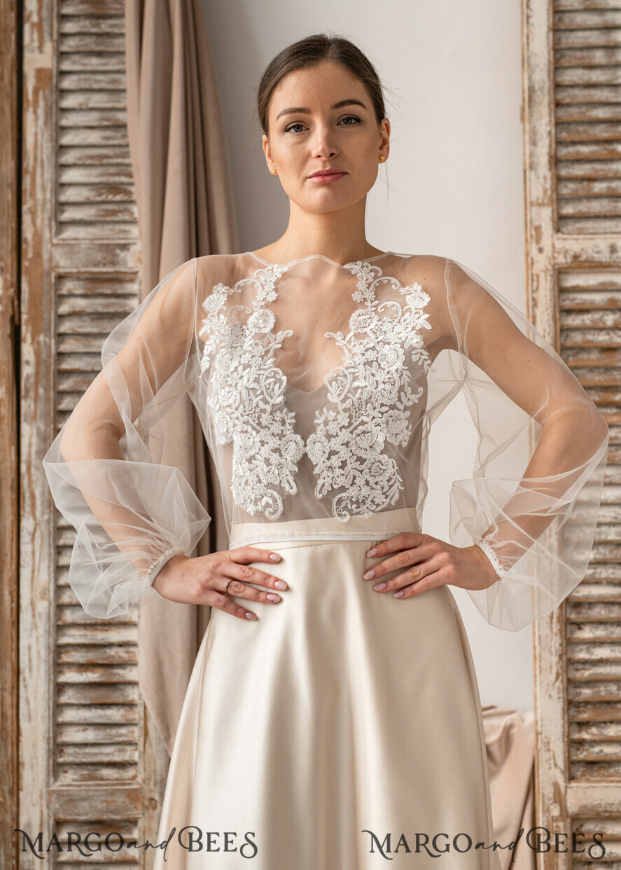 BRIDE bolero, robes, garter LACE WEDDING BOLERO Ivory Lace Wedding bolero long sleeve, Shrug Women Wedding, Bridal Backless Coverup, Ivory Blouse for Bride, Bridal Lace Blouse, dress capalet