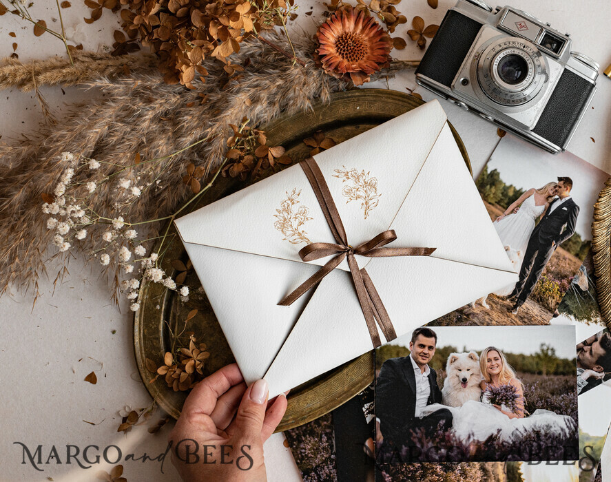 PHOTO ALBUM/ PHOTO BOX  envelopes for photos Packaging for Wedding and Family Photographers, Customized leather Envelope for Photos, engraved leather Case Prints 5x7
