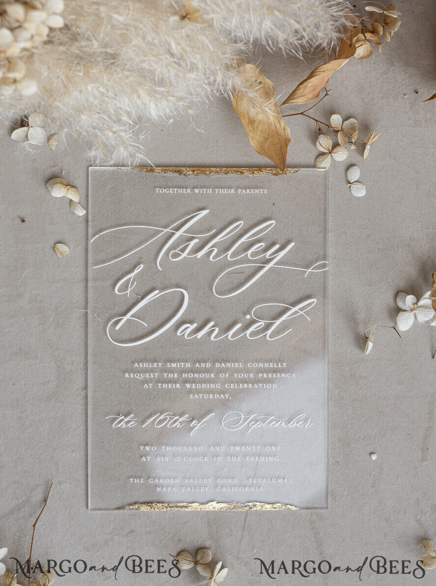 WEDDING INVITATIONS plexi acrylic mirror Ivory Beaded Wrapping Wedding Invitations, Elegant Clear Acrylic Wedding Cards, Plexi Transparent Wedding Invites, Wedding Invitation Suite with Pearls