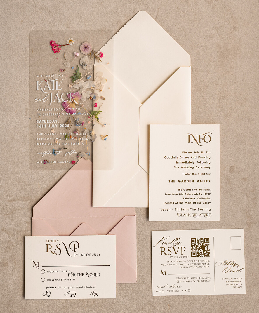 WEDDING INVITATIONS plexi acrylic mirror Blush Pink Clear real flowers Wedding Invitations, Elegant Garden  pampass gras Wedding Cards, Velvet  transparent  Wedding Invites,  Wedding Invitation Suite