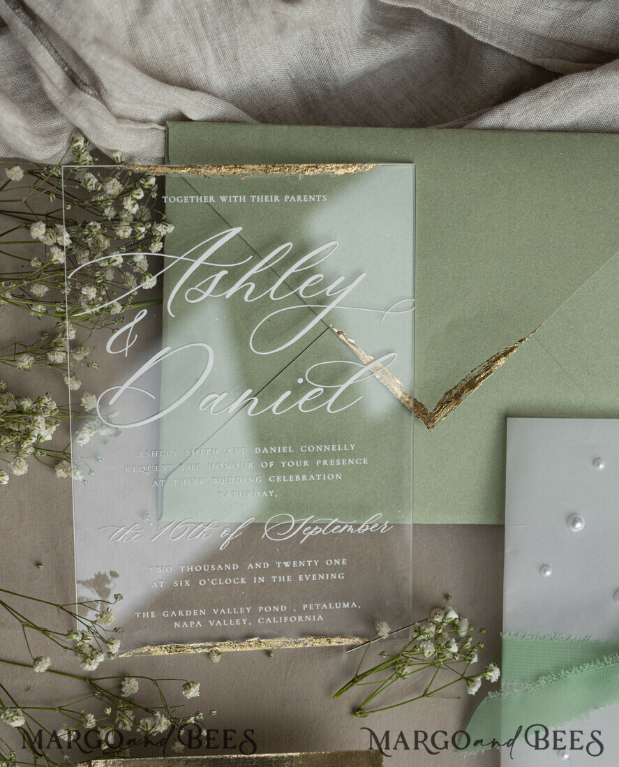 WEDDING INVITATIONS plexi acrylic mirror Ivory Beaded Wrapping Wedding Invitations, Elegant Clear Acrylic Wedding Cards, Plexi Transparent Wedding Invites, Wedding Invitation Suite with Pearls