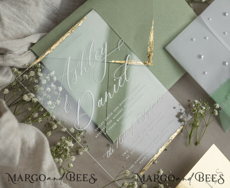 WEDDING INVITATIONS plexi acrylic mirror Ivory Beaded Wrapping Wedding Invitations, Elegant Clear Acrylic Wedding Cards, Plexi Transparent Wedding Invites, Wedding Invitation Suite with Pearls