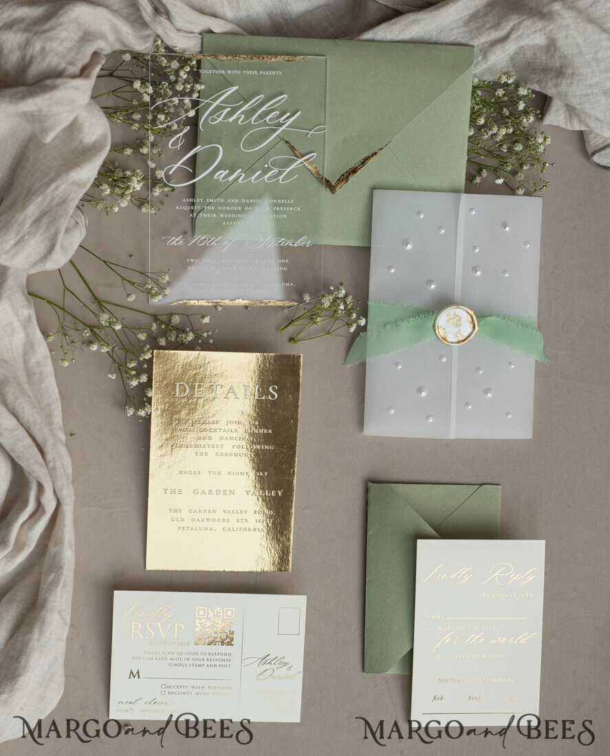 WEDDING INVITATIONS plexi acrylic mirror Ivory Beaded Wrapping Wedding Invitations, Elegant Clear Acrylic Wedding Cards, Plexi Transparent Wedding Invites, Wedding Invitation Suite with Pearls