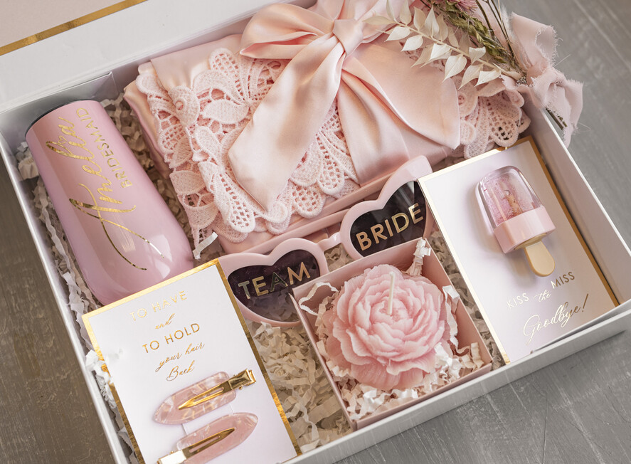Brautjungfer/Trauzeuge Box Brautjungfern Vorschlagsbox Personalisierte Brautjungfern-Vorschlagsbox mit Robe, vollständige Trauzeugin-Box, Blush Will You Be My Bridesmaid-Set